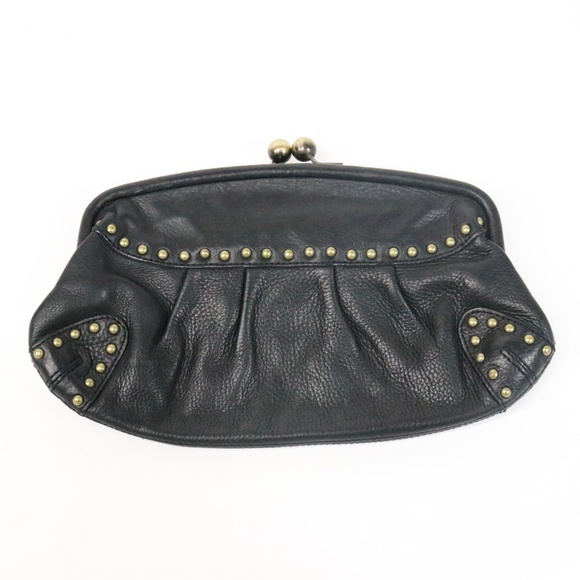 CHARLES DAVID Black Leather Clutch